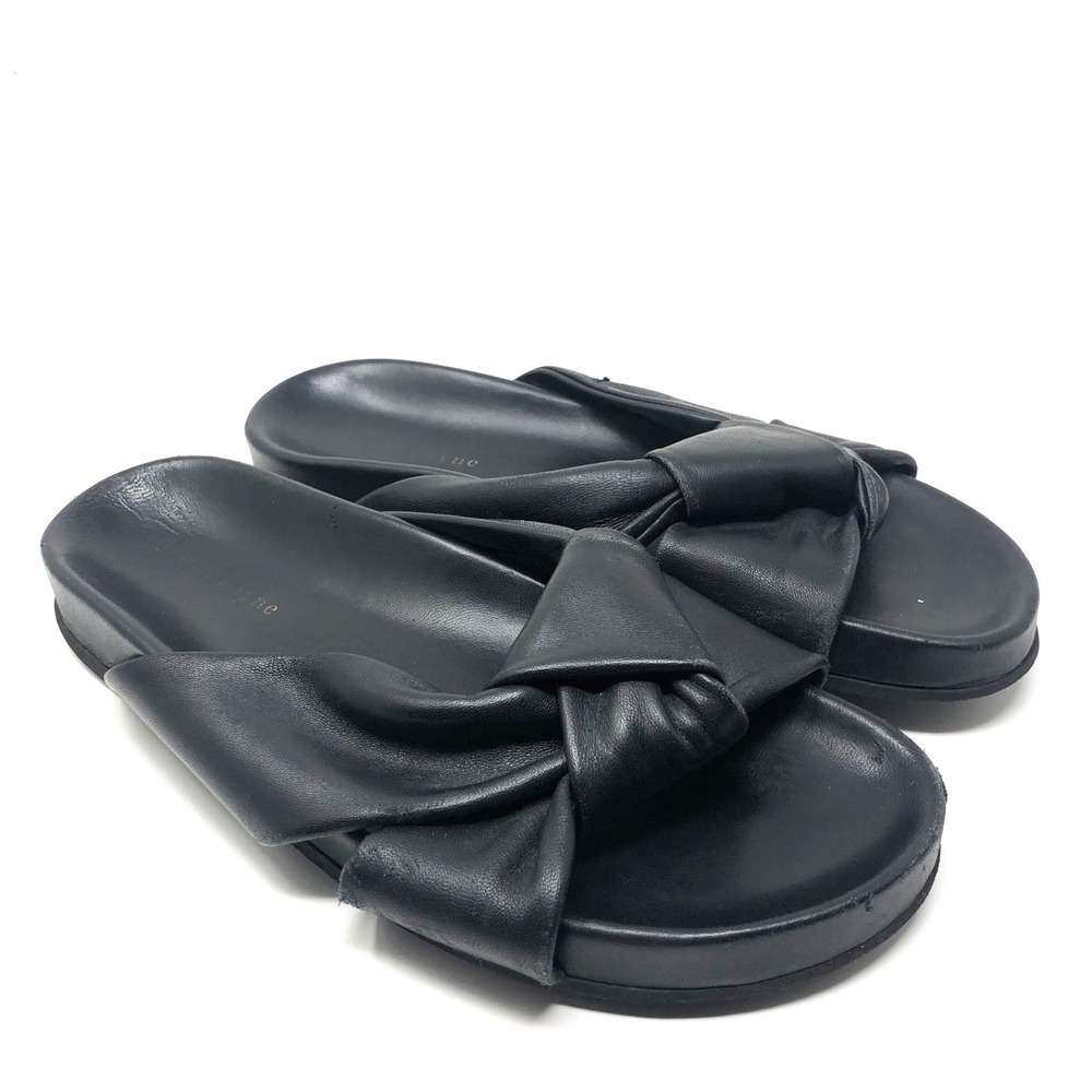 Jenni Kayne Black Knotted Leather Slide Sandals